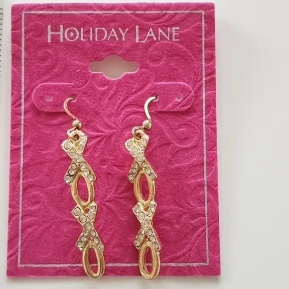 NWT Holiday Lane Valentine's Day Gold "XOXO" Dangling Earrings - Picture 1 of 5